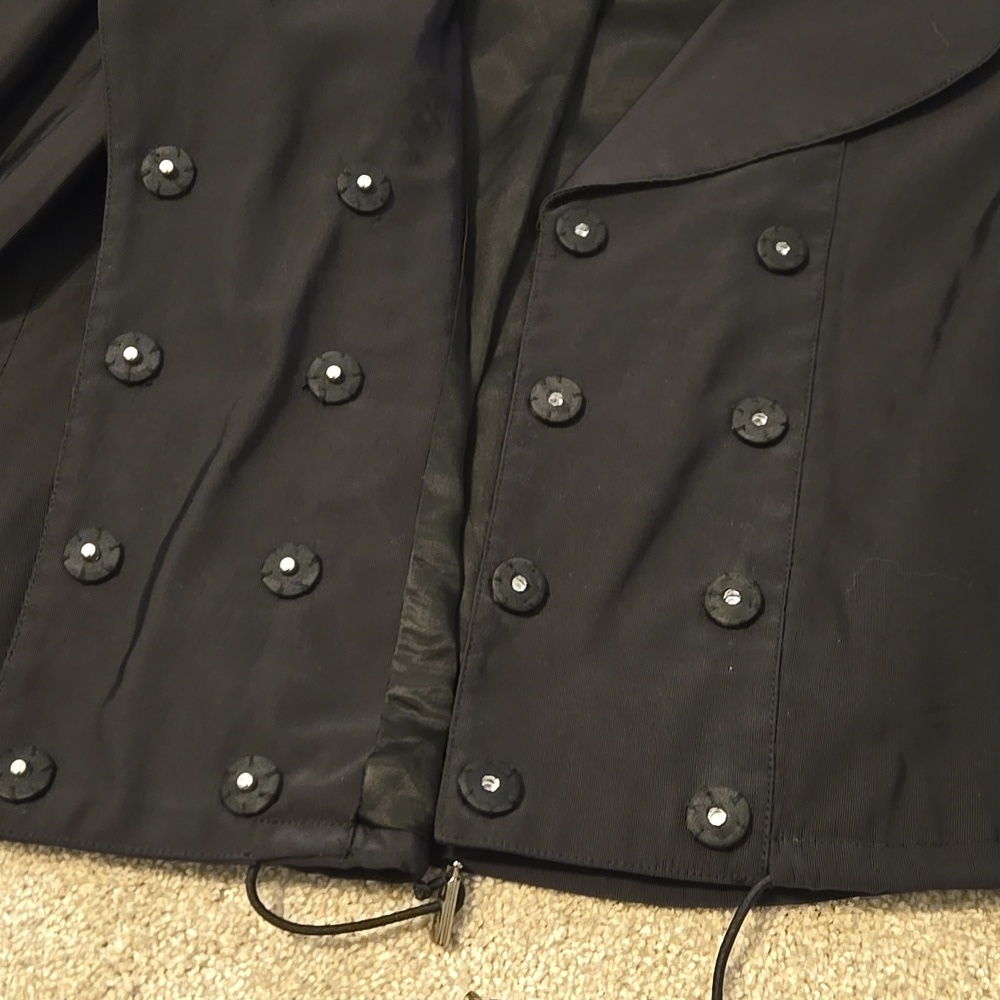 Nine West Black Trench Coat with Relaxed Fit and Adjustable Hem Womens Size S - Picture 4 of 5